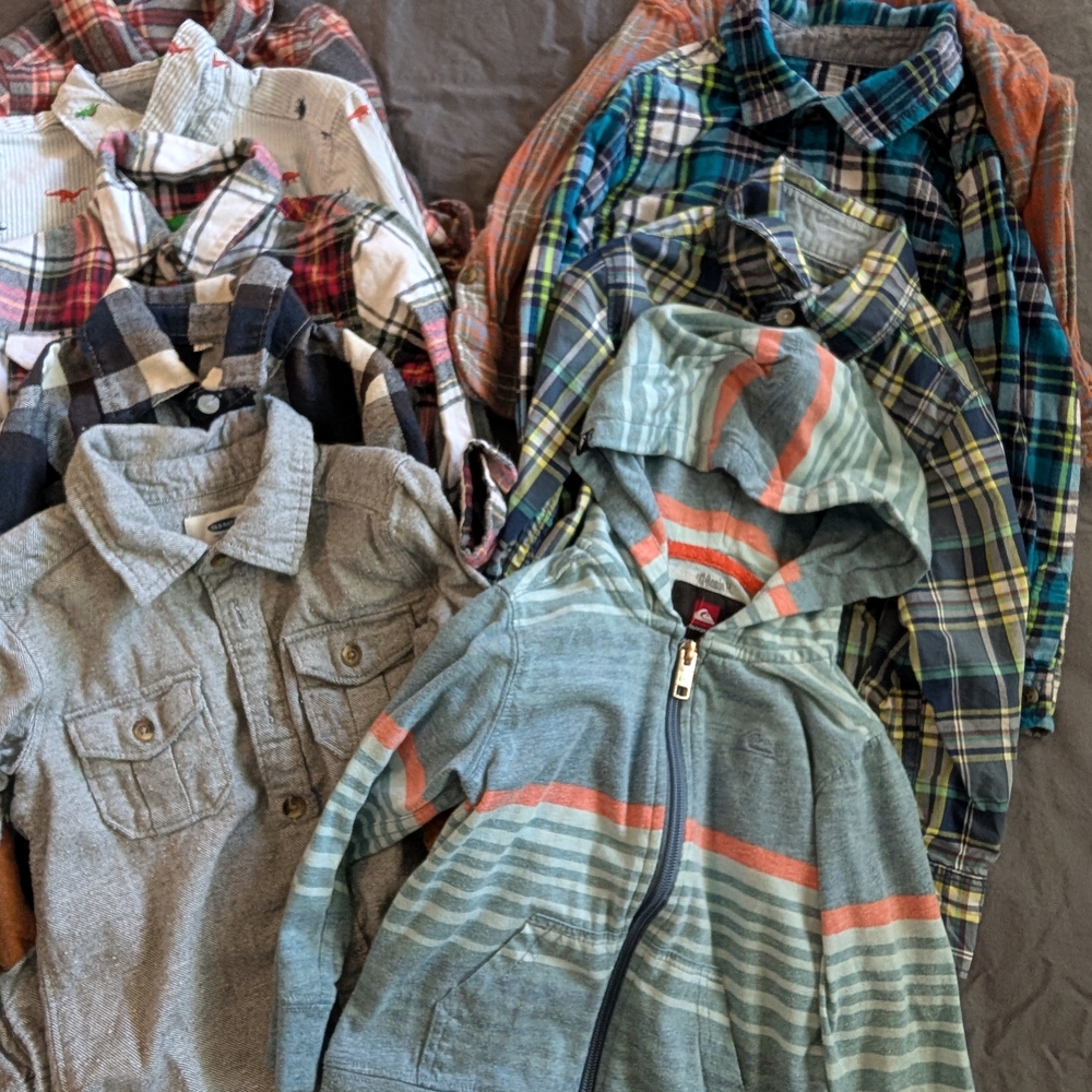 Old Navy Gray and Black Plaid Shirts LOT